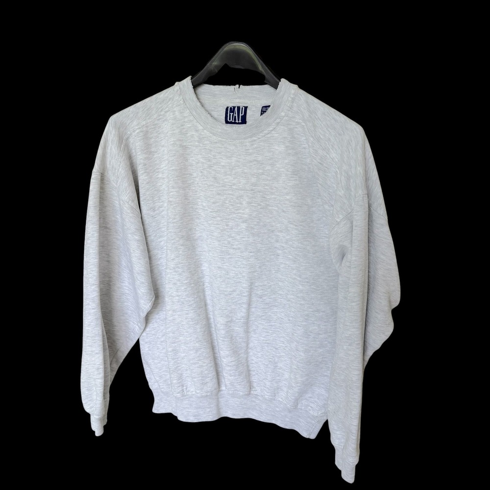 90's Gap Heather Gray Crewneck Sweatshirt Large Distressed Cotton Blend Pullover